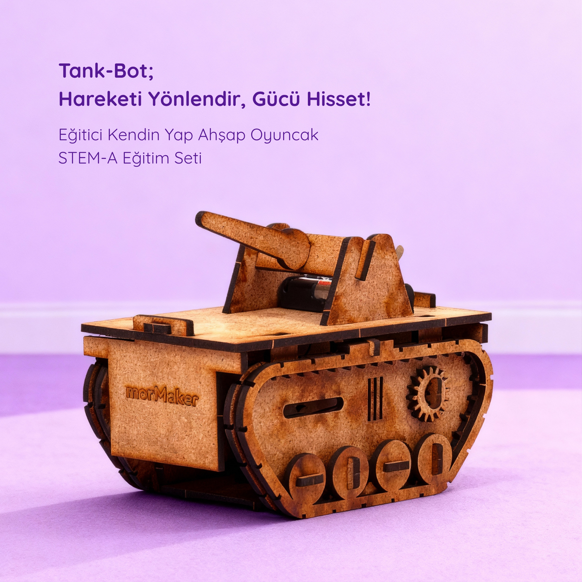 Haraketli Ahşap Oyuncak Tank