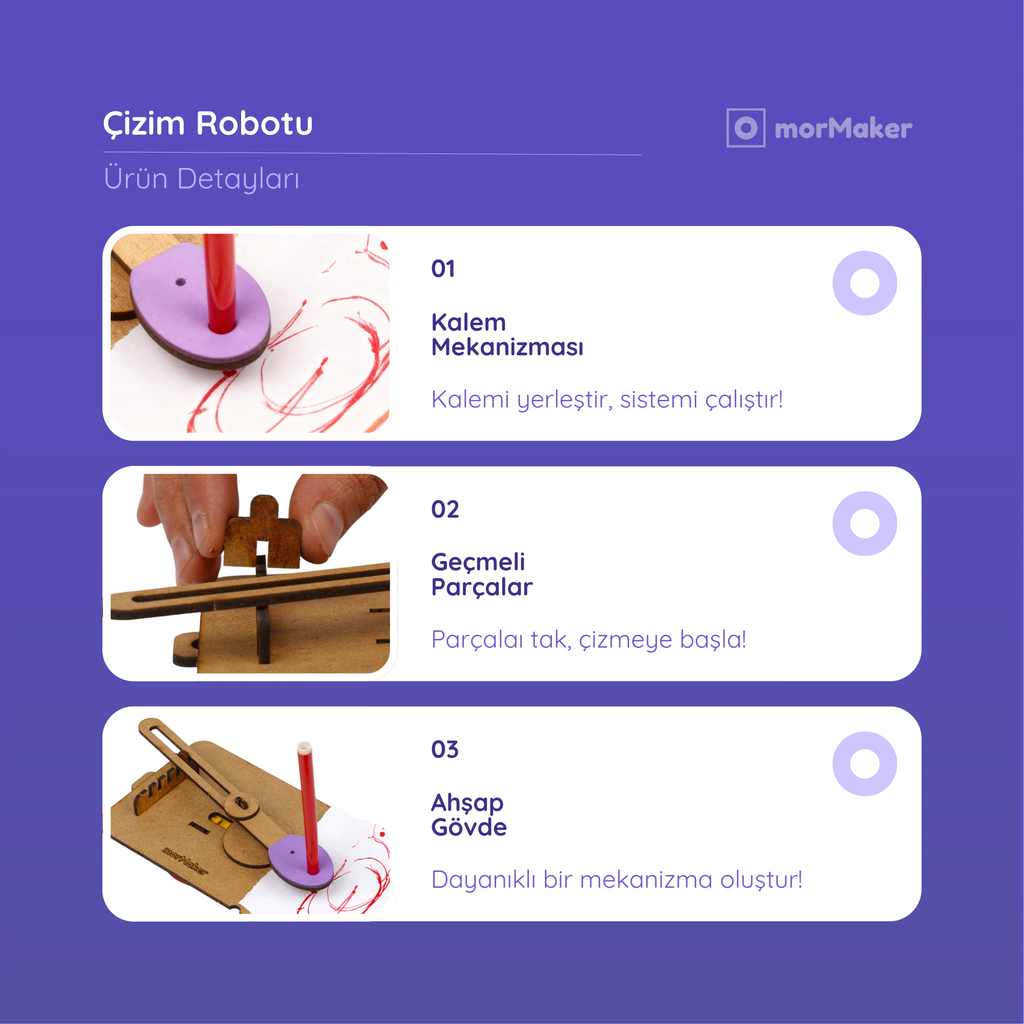 Robotik Çizim Robotu | Sanat ve Teknoloji Seti | Kendin Yap Ahşap Oyuncak | STEM-A Eğitim Seti