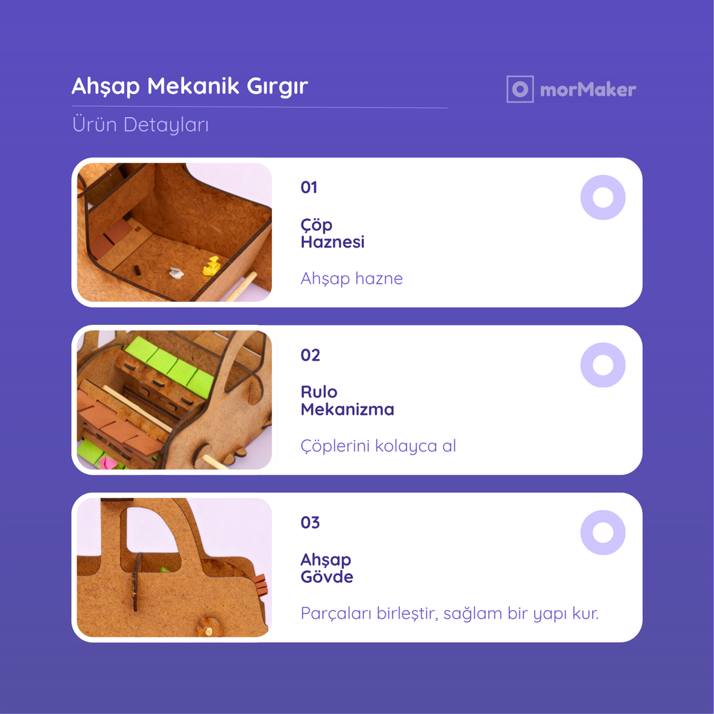 Mekanik Gırgır Kendin Yap Ahşap Oyuncak STEM-A Eğitim Seti |