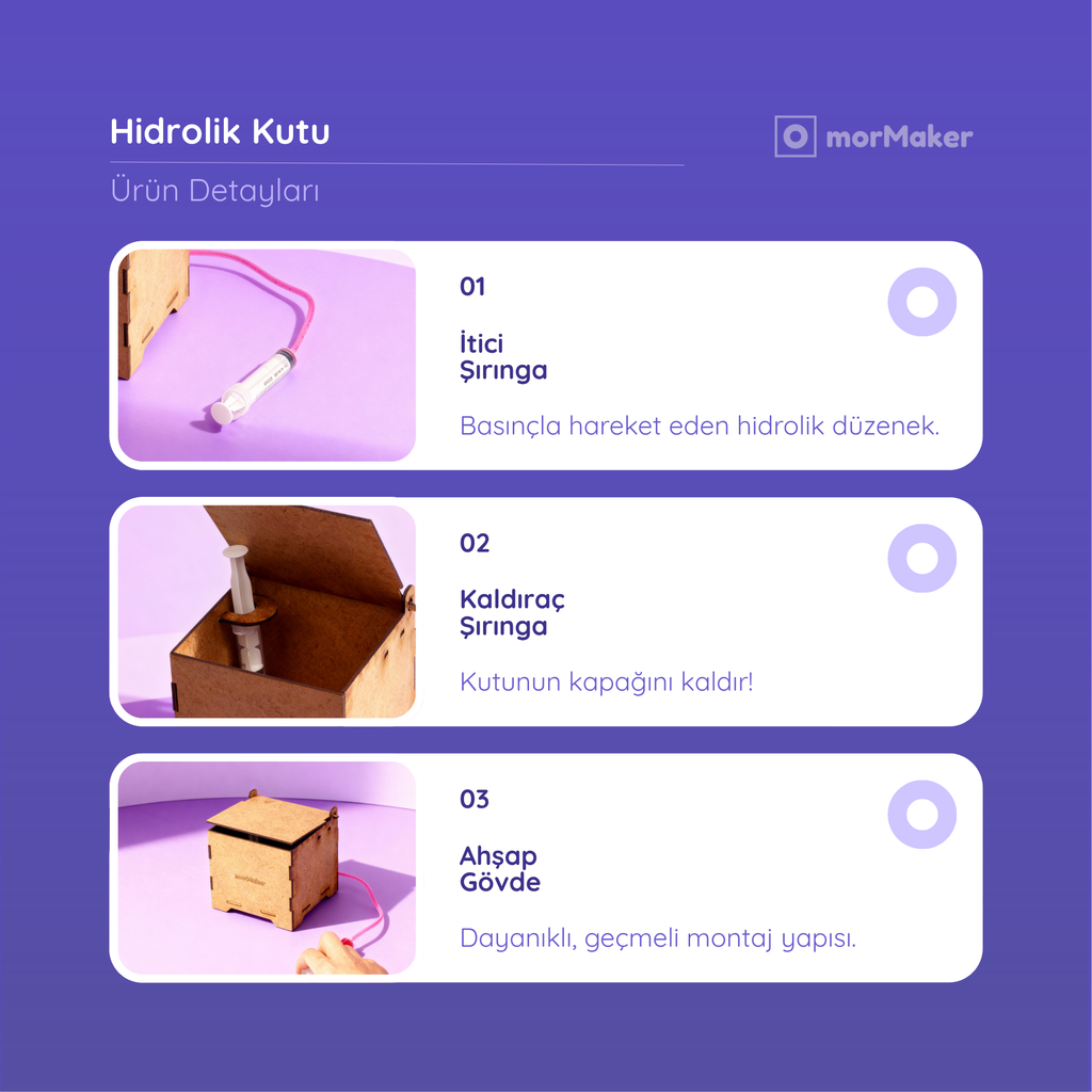 Hidrolik Kutu Kendin Yap Ahşap Oyuncak STEM-A Eğitim Seti