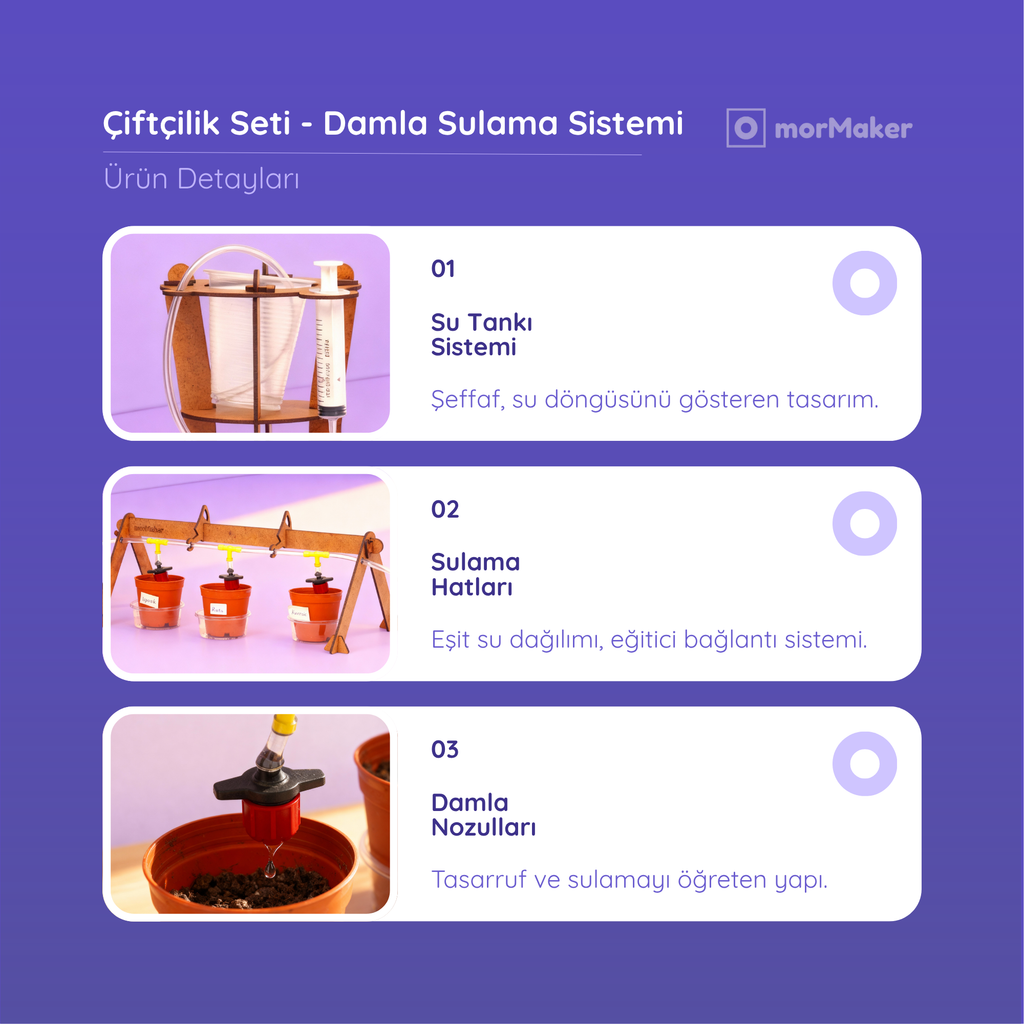 Çiftçilik Seti | Kendin Yap Ahşap STEM-A Eğitim Seti | Damla Sulama Sistemiyle Kendi Bahçeni Kur!