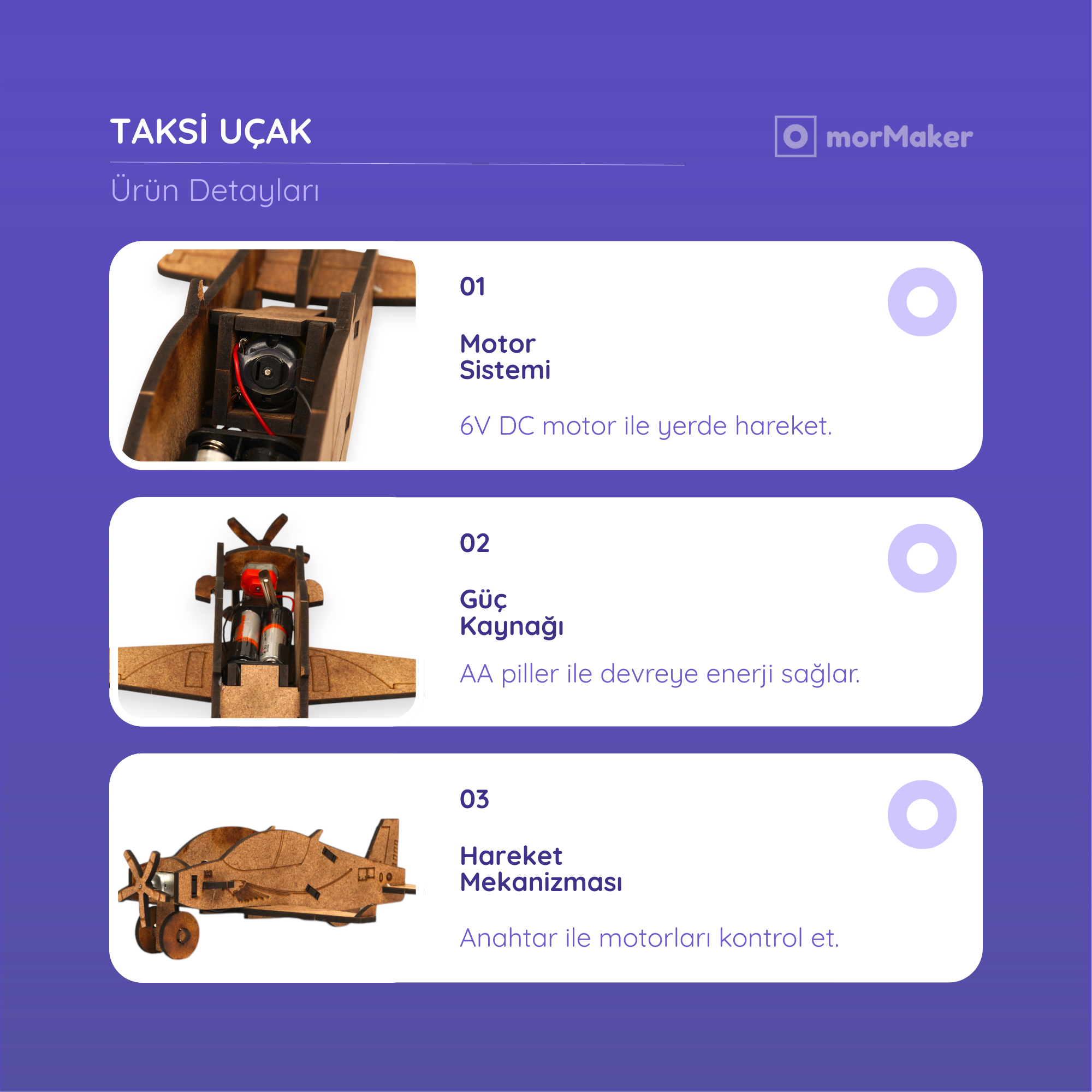 Taksi Uçak Kendin Yap Ahşap Oyuncak STEM-A Eğitim Seti