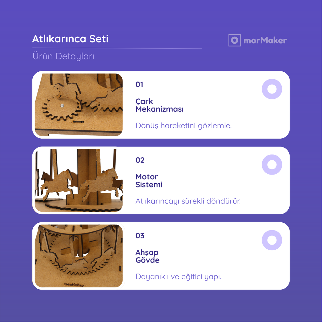 Atlıkarınca Sistemi | Kendin Yap Ahşap Oyuncak | STEM-A Eğitim Seti |