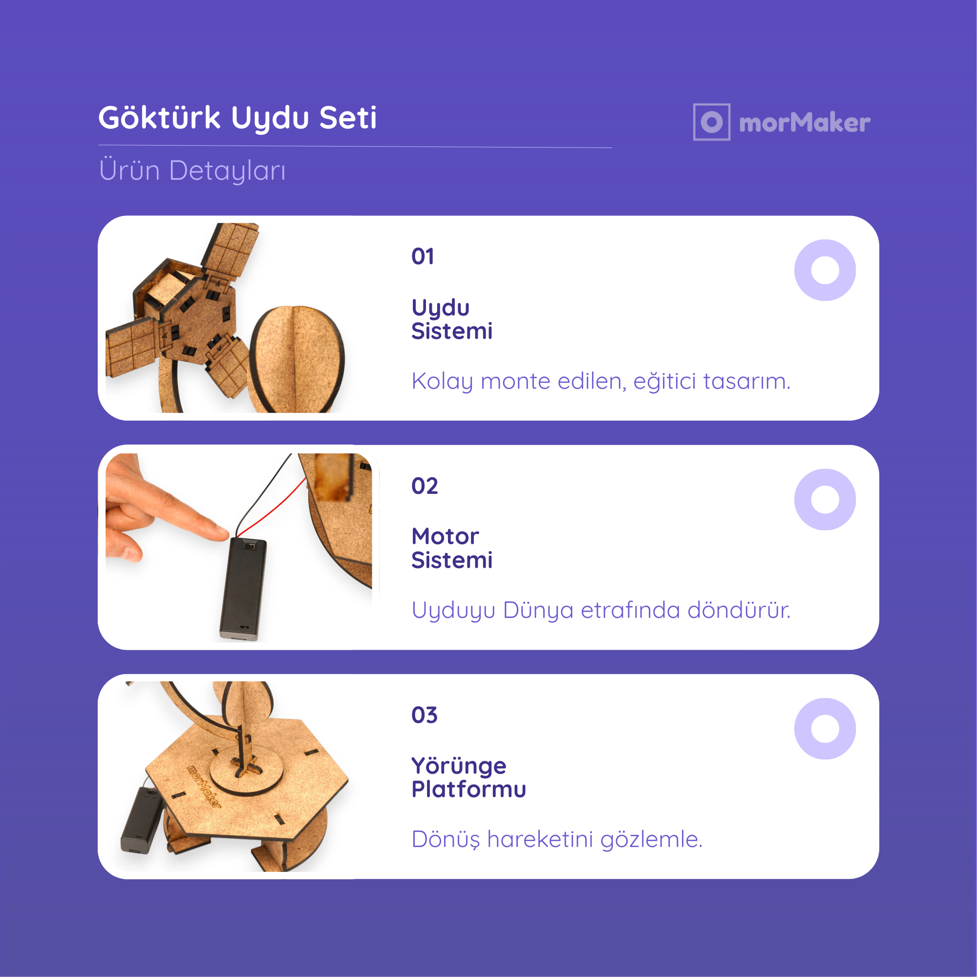 Göktürk Uydu Seti | Uzay ve Havacılık Seti | Kendin Yap Ahşap Oyuncak | STEM-A Eğitim Seti