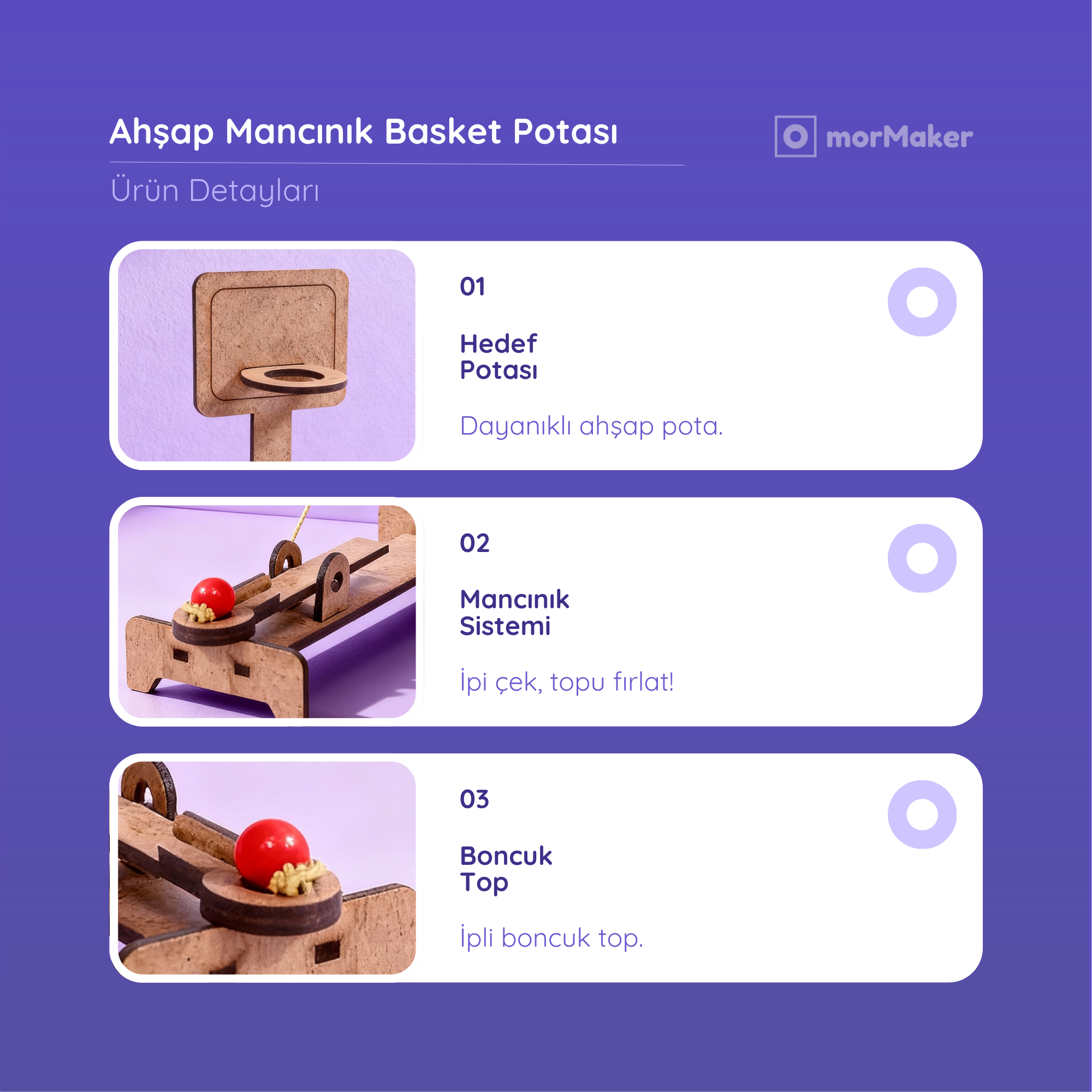 Ahşap Mancınık Basket Potası | Eğitici Kendin Yap Ahşap Oyuncak | STEM-A Eğitim Seti