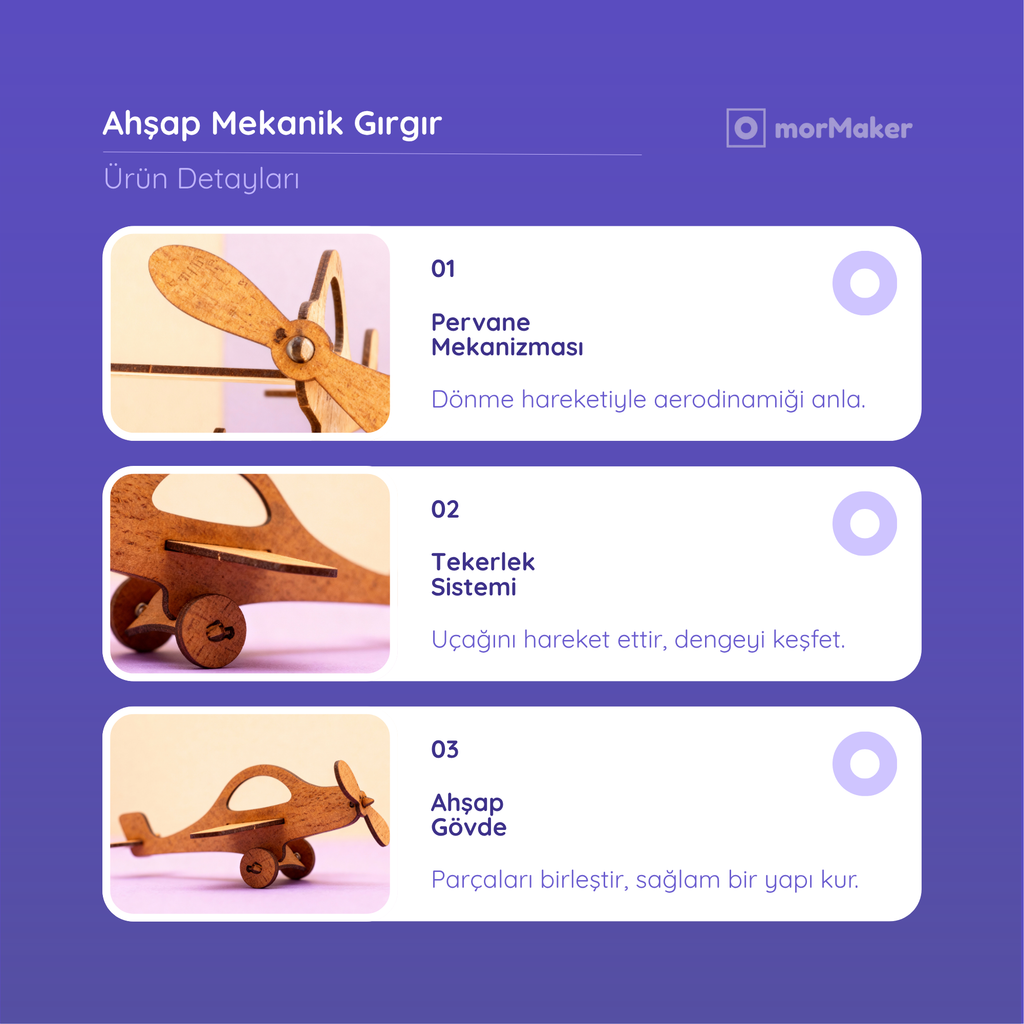 Ahşap Tayyare Maket | Kendin Yap Ahşap Oyuncak | STEM-A Eğitim Seti