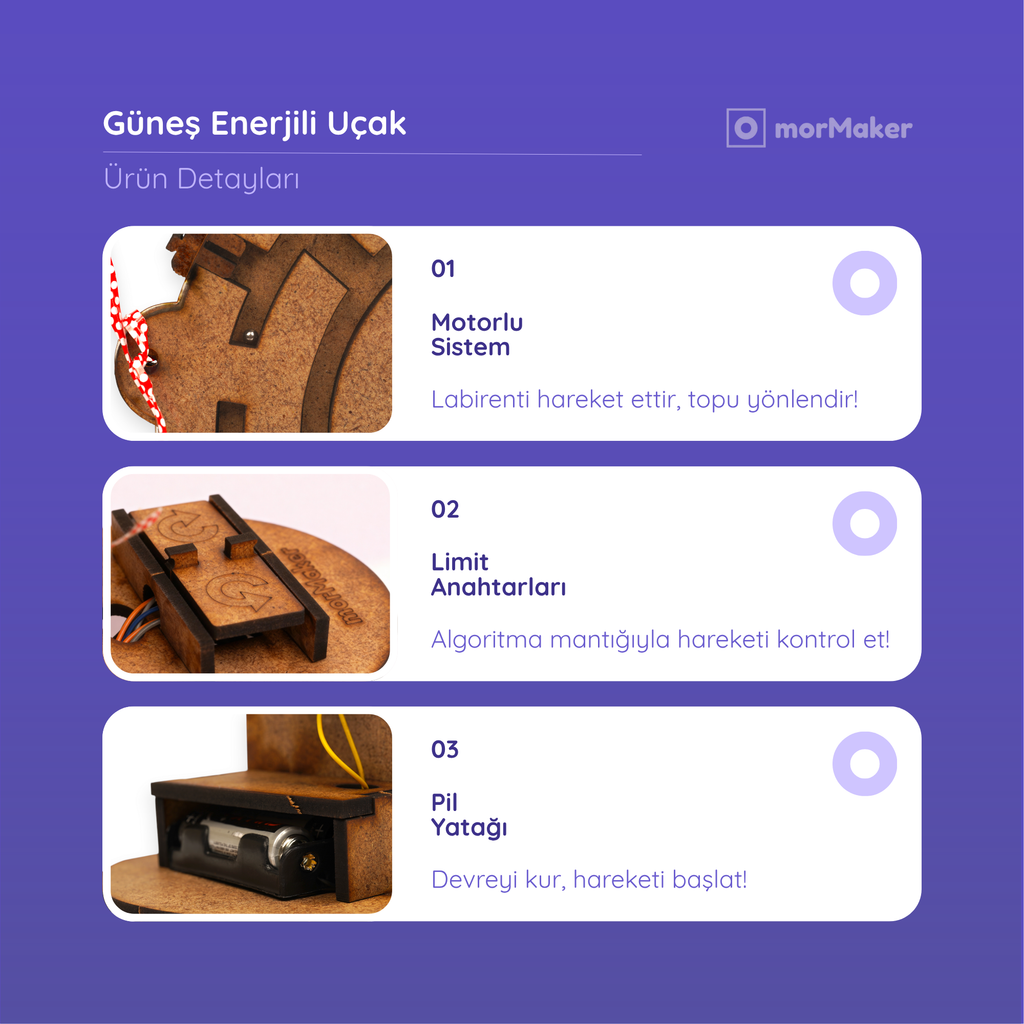 Labirent Robot Eğitici Kendin Yap Ahşap Oyuncak Hareketli STEM-A Eğitim Seti | Algoritma Oyunu