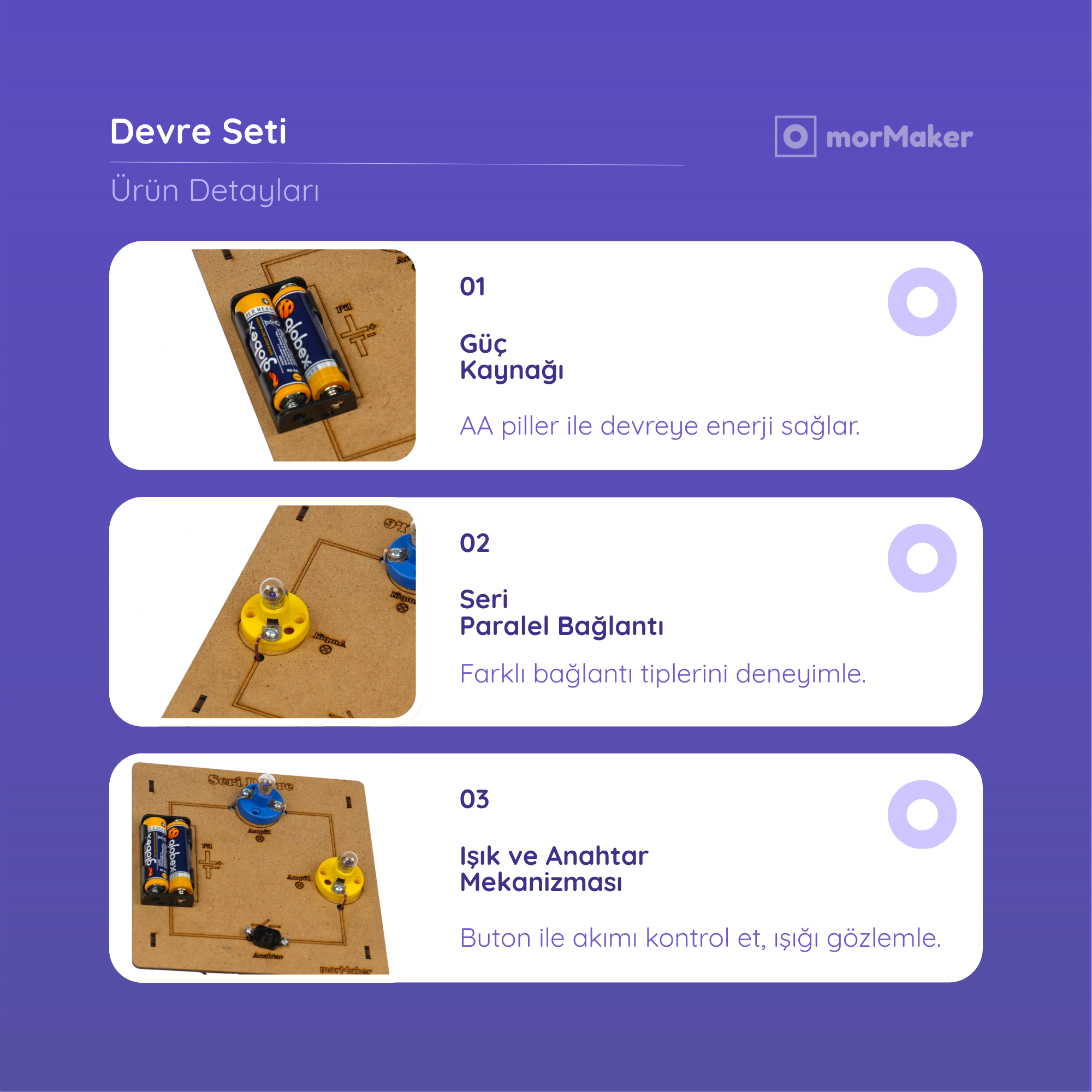 Devre Seti Paralel ve Seri | Elektronik Devre Seti | Kendin Yap Ahşap Oyuncak | STEM-A Eğitim Seti