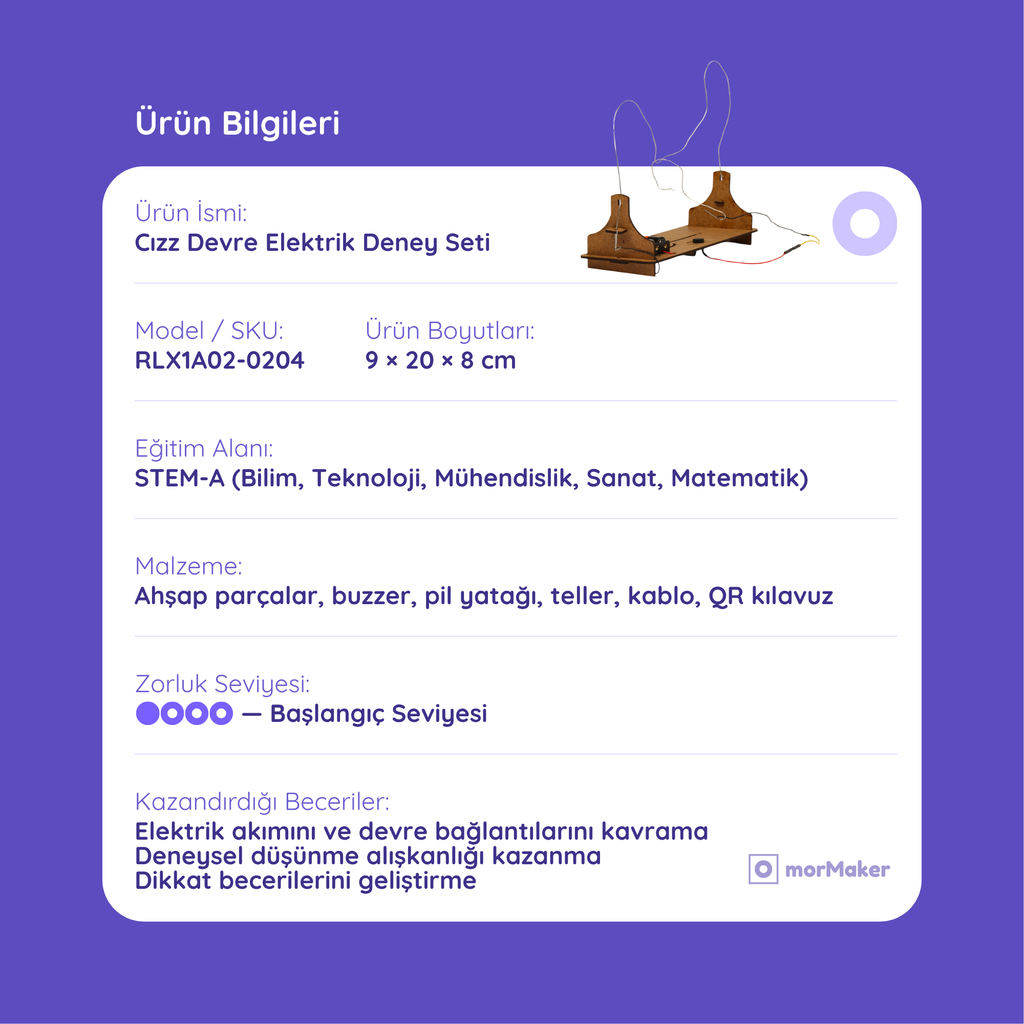 CızZz Devre Kendin Yap Ahşap Oyuncak STEM-A Eğitimi Seti