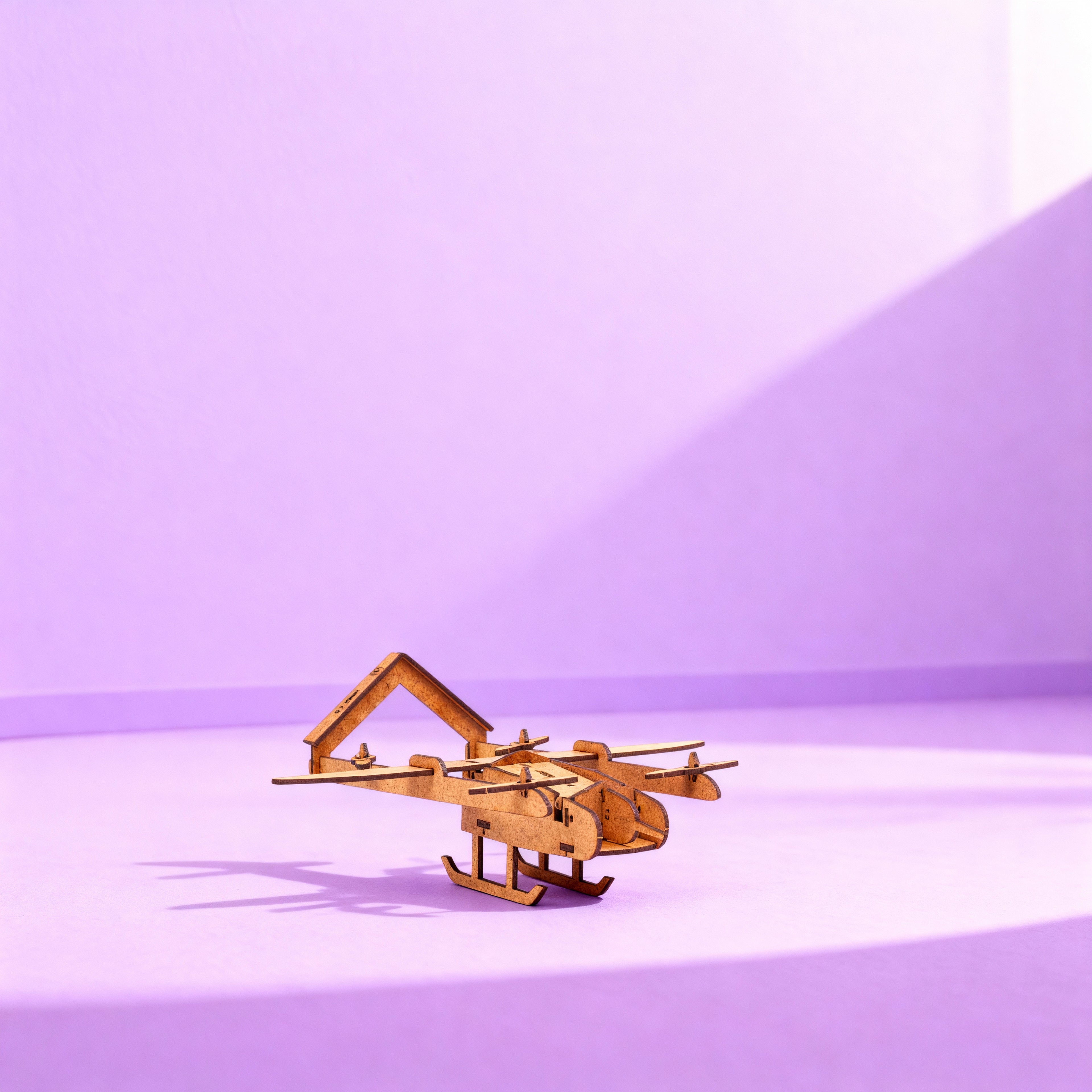 Ahşap LED'li İHA Maketi | İnsansız Hava Aracı | Kendin Yap Ahşap Oyuncak | STEM-A Eğitim Seti