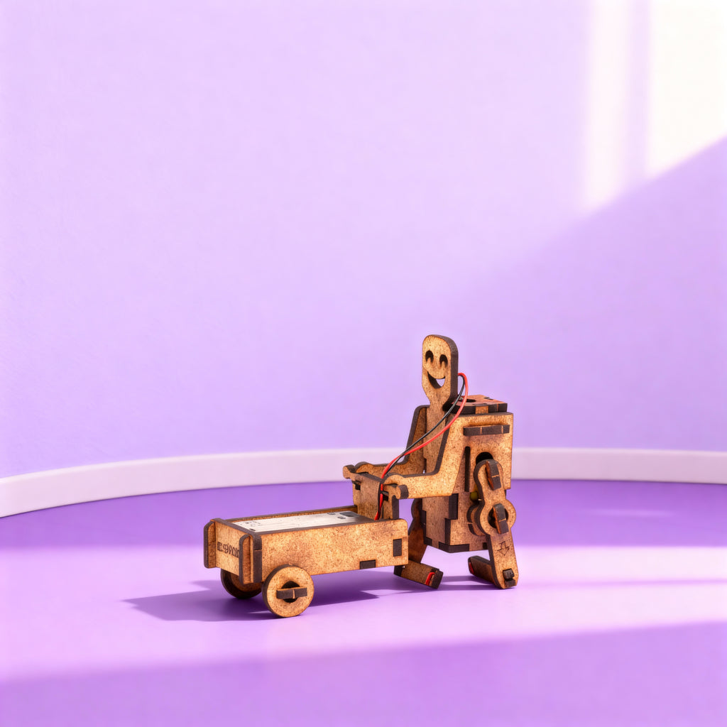 Sepetli Robot DC Motorlu Ahşap Oyuncak STEM-A Seti