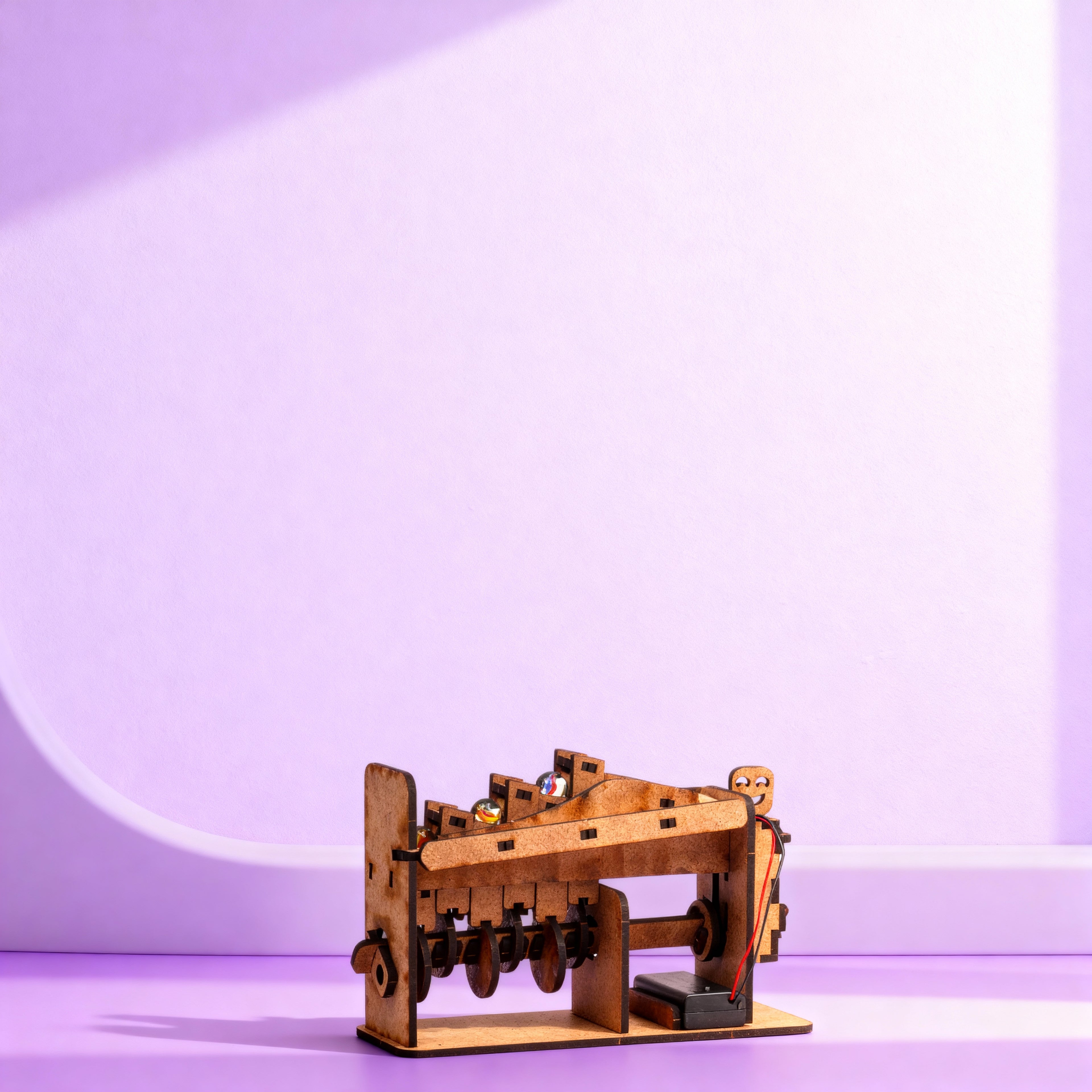 Misket Robot DC Motorlu Ahşap Oyuncak STEM-A Eğitim Seti | Çocuklar için Otomasyon Sistemi