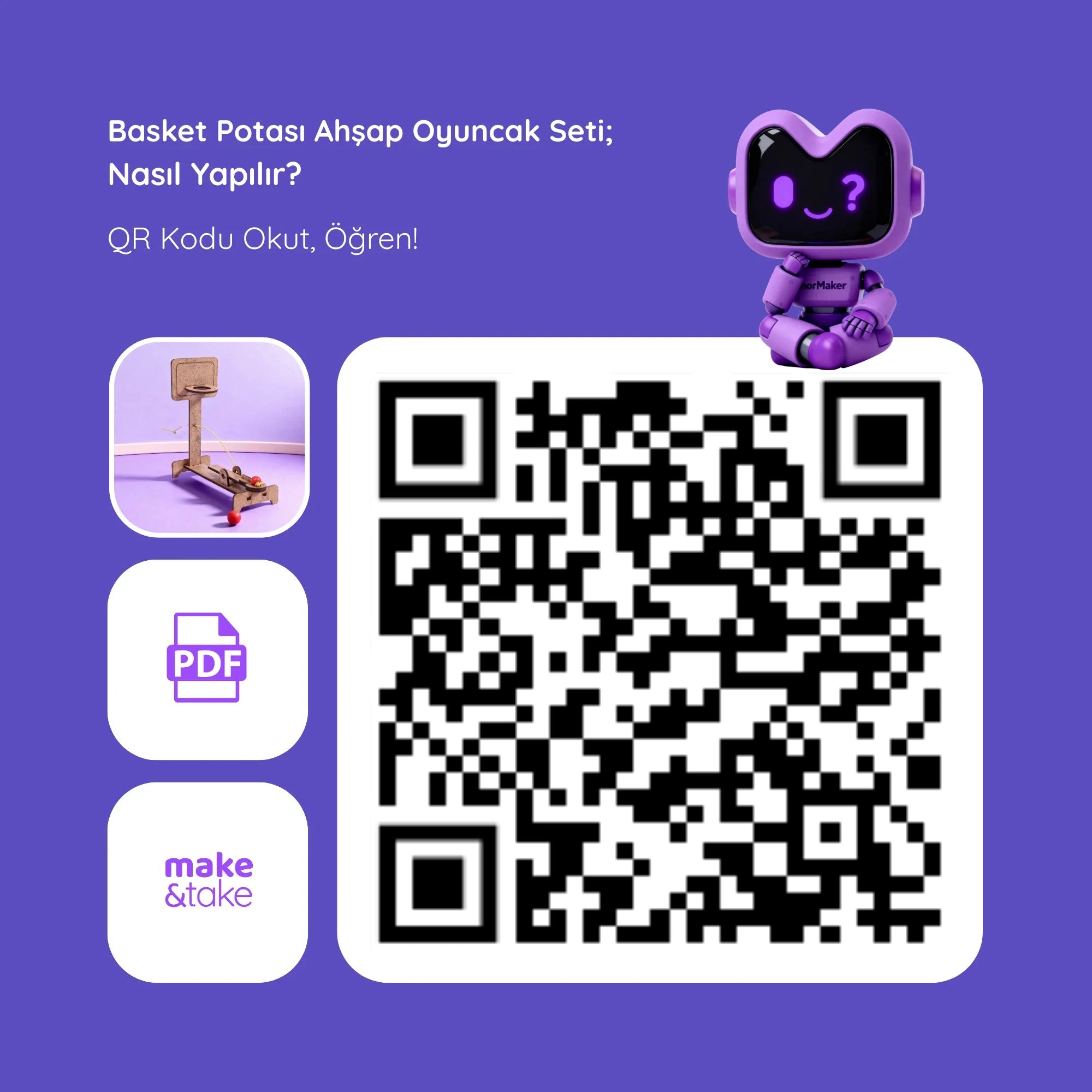 Ahşap Mancınık Basket Potası | Eğitici Kendin Yap Ahşap Oyuncak | STEM-A Eğitim Seti