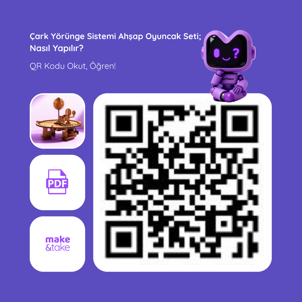 Ahşap Çarklı Güneş-Dünya-Ay-Uydu Modeli Hareketli (Motorlu)| Kendin Yap Ahşap Oyuncak | STEM-A Eğitim Seti | Çarklı Yörünge Sistemi