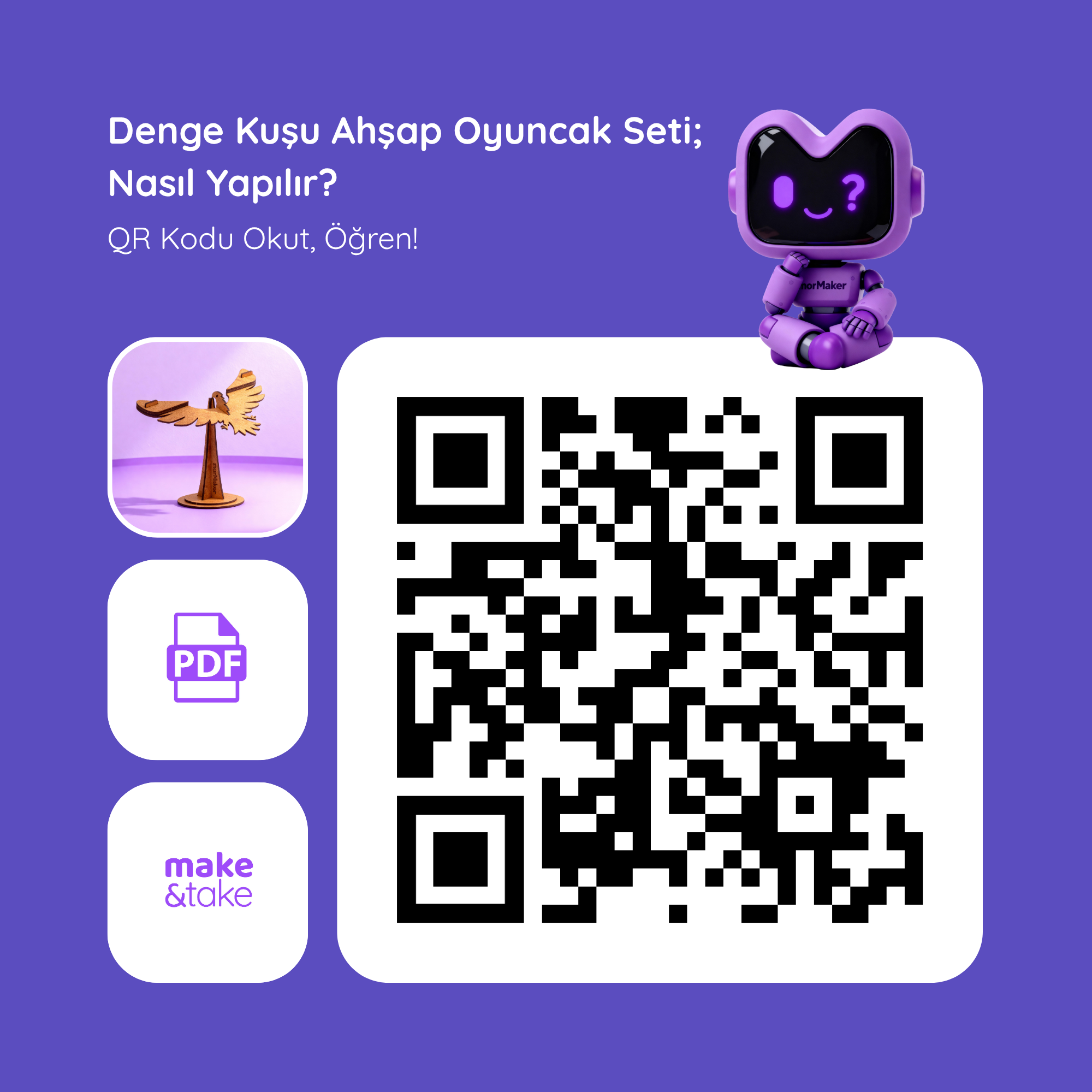 Denge Kuşu Kendin Yap Ahşap Oyuncak STEM-A Eğitimi Seti