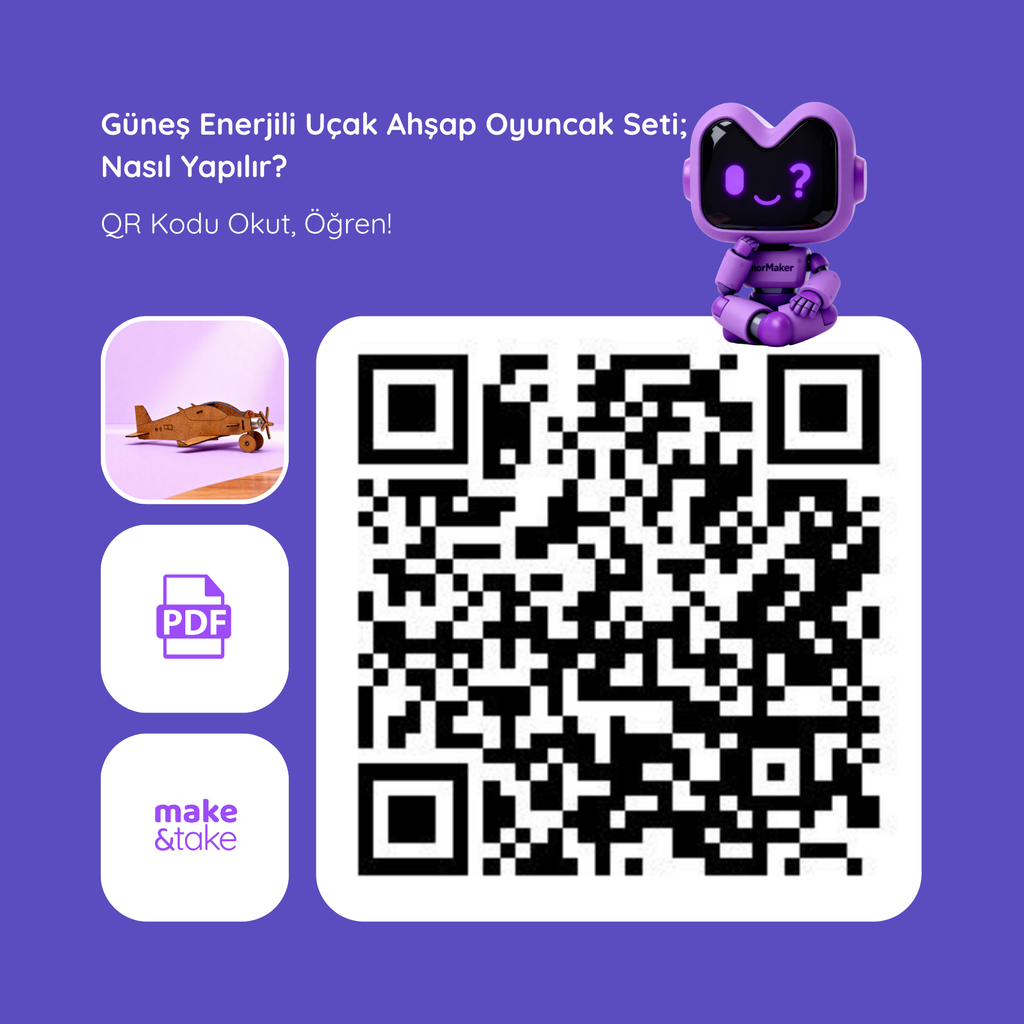 Güneş Enerjili Uçak Kendin Yap Ahşap Oyuncak STEM-A Eğitim Seti