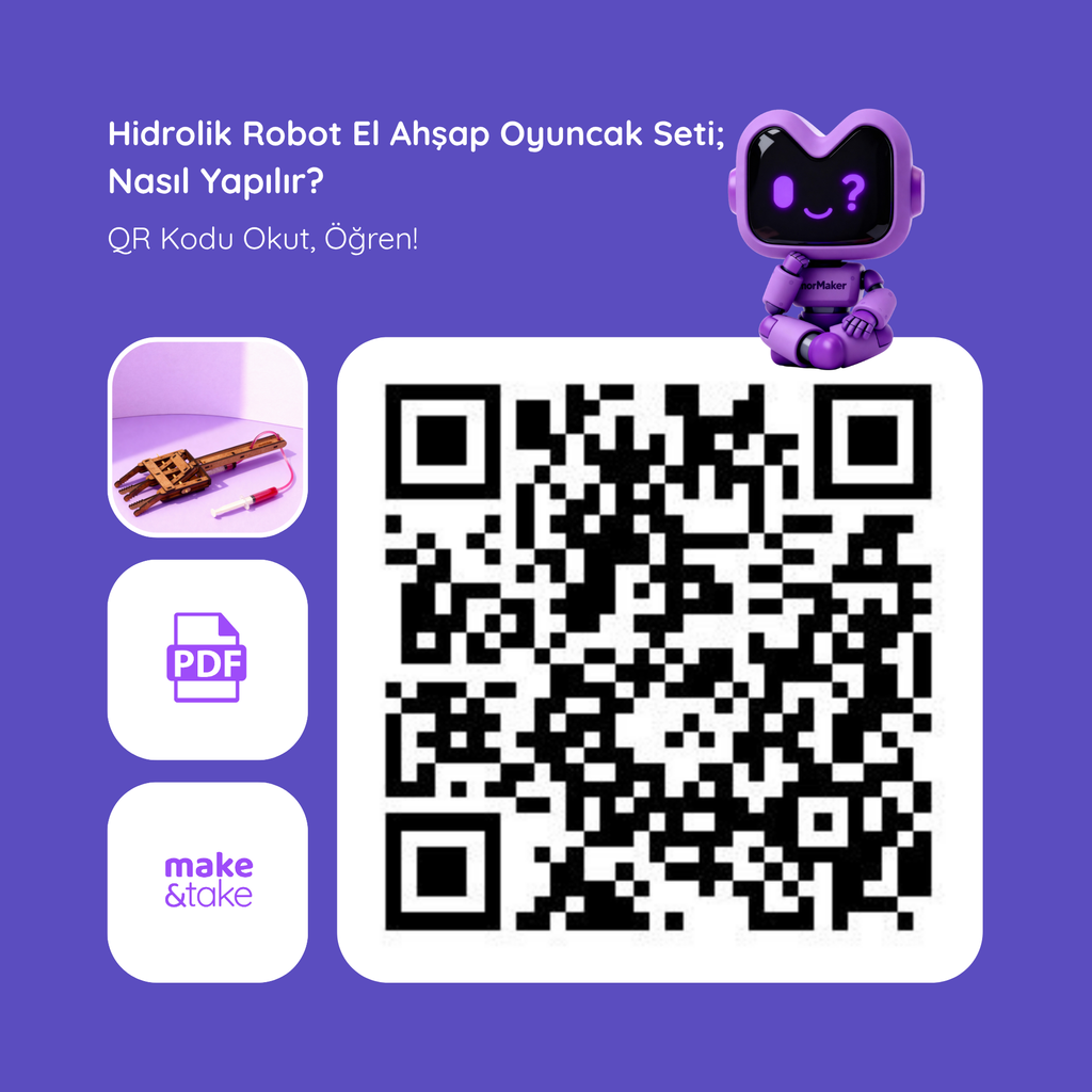 Hidrolik Robot El Kendin Yap Ahşap Oyuncak STEM-A Eğitim Seti