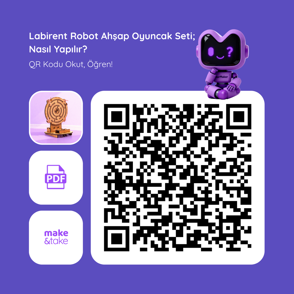 Labirent Robot Eğitici Kendin Yap Ahşap Oyuncak Hareketli STEM-A Eğitim Seti | Algoritma Oyunu