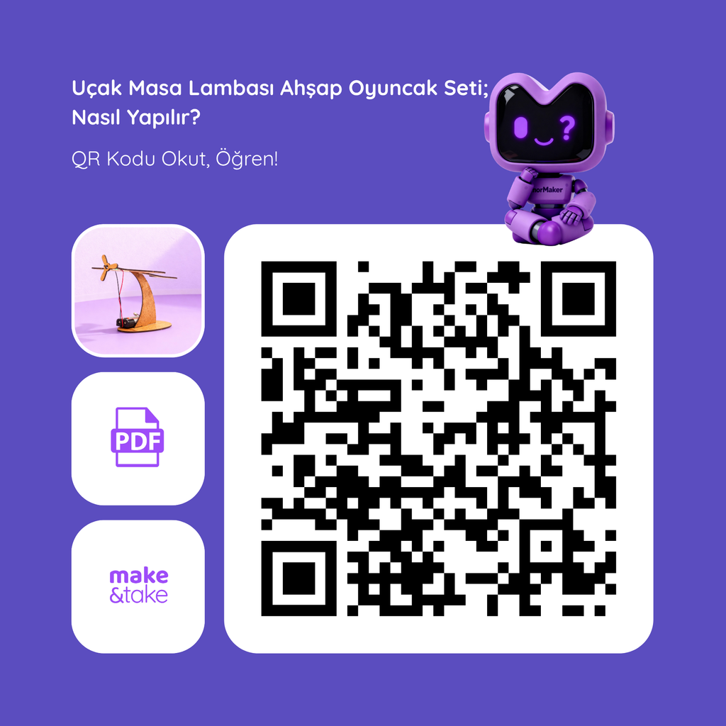 Uçak Masa Lambası Kendin Yap Ahşap Oyuncak STEM-A Eğitim Seti