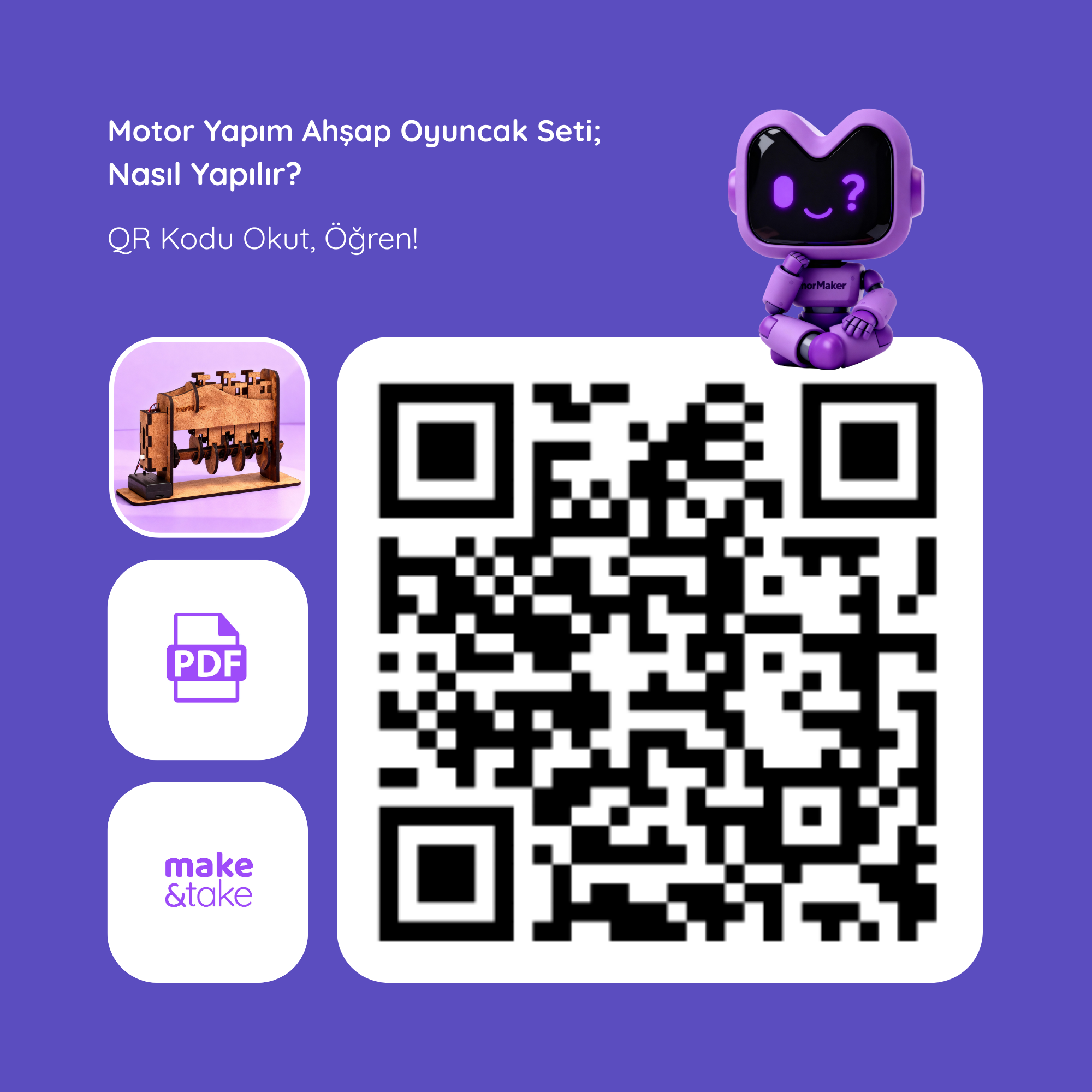 6 Silindirli Motor | Mekanik Mühendislik Seti | Kendin Yap Ahşap Oyuncak | STEM-A Eğitim Seti