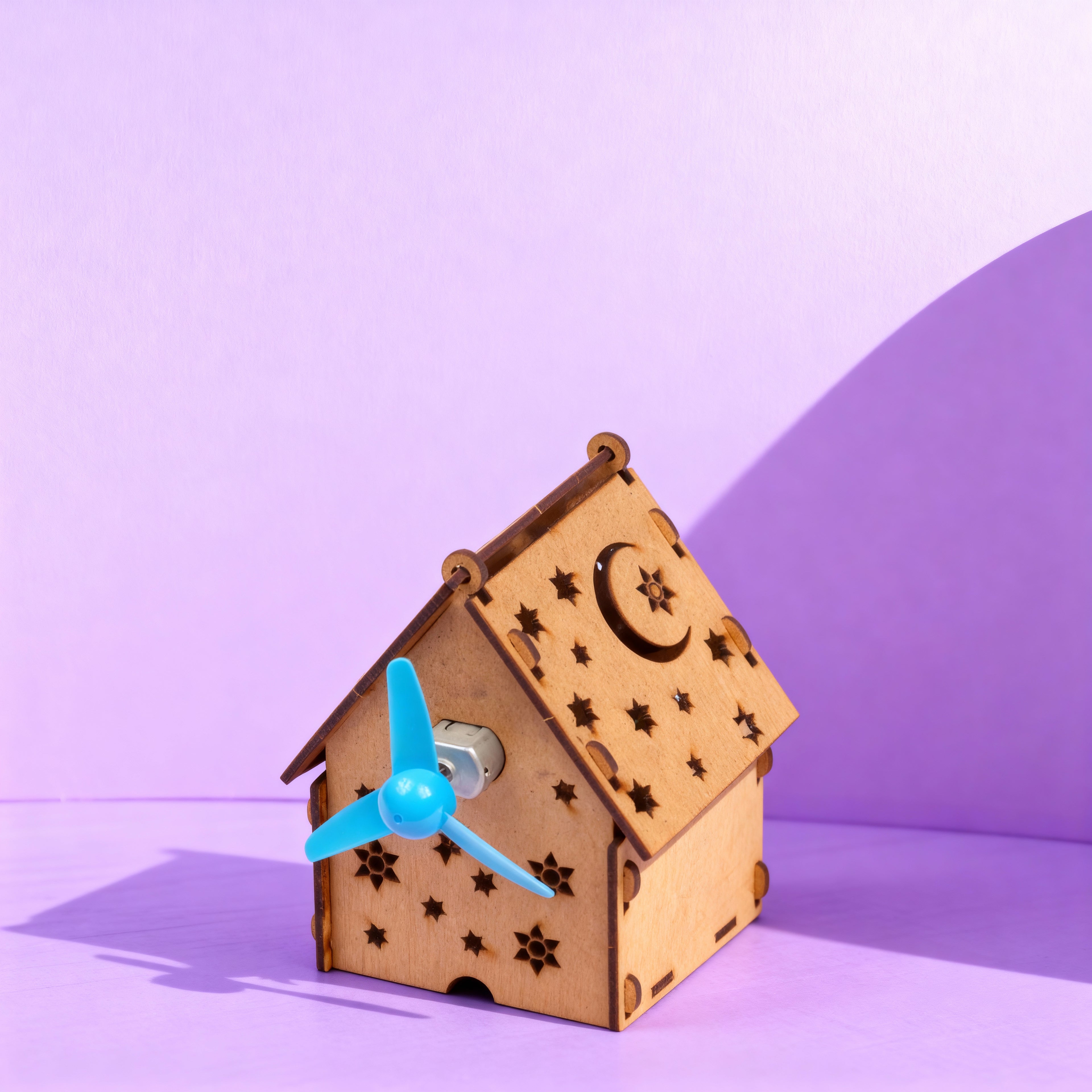 Işıklı Pervaneli Ev Maketi | Mimari Tasarım ve Elektrik Seti | Kendin Yap Ahşap Oyuncak | STEM-A Eğitim Seti