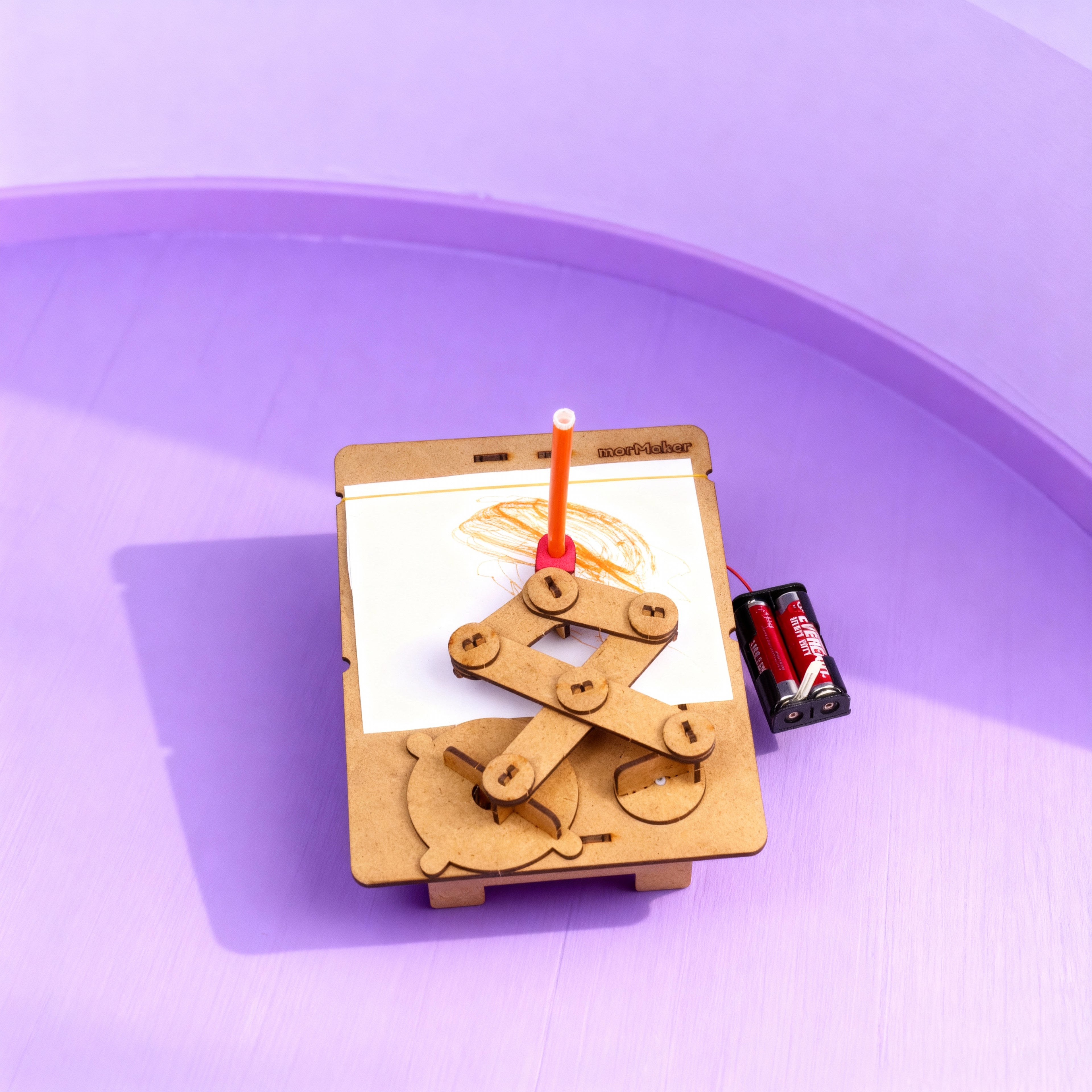 Mekanik Sanat Robotu | Hareketli Tasarım Seti | Kendin Yap Ahşap Oyuncak | STEM-A Eğitim Seti