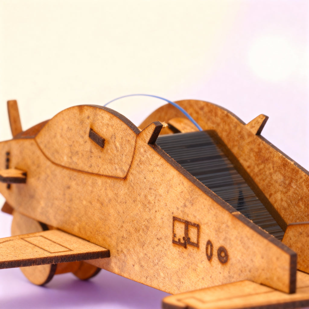 Güneş Enerjili Uçak Kendin Yap Ahşap Oyuncak STEM-A Eğitim Seti