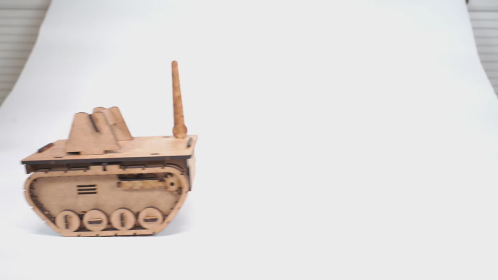 Haraketli Ahşap Oyuncak Tank  | Kendin Yap Ahşap Oyuncak | STEM-A Eğitim Seti | Tank-Bot
