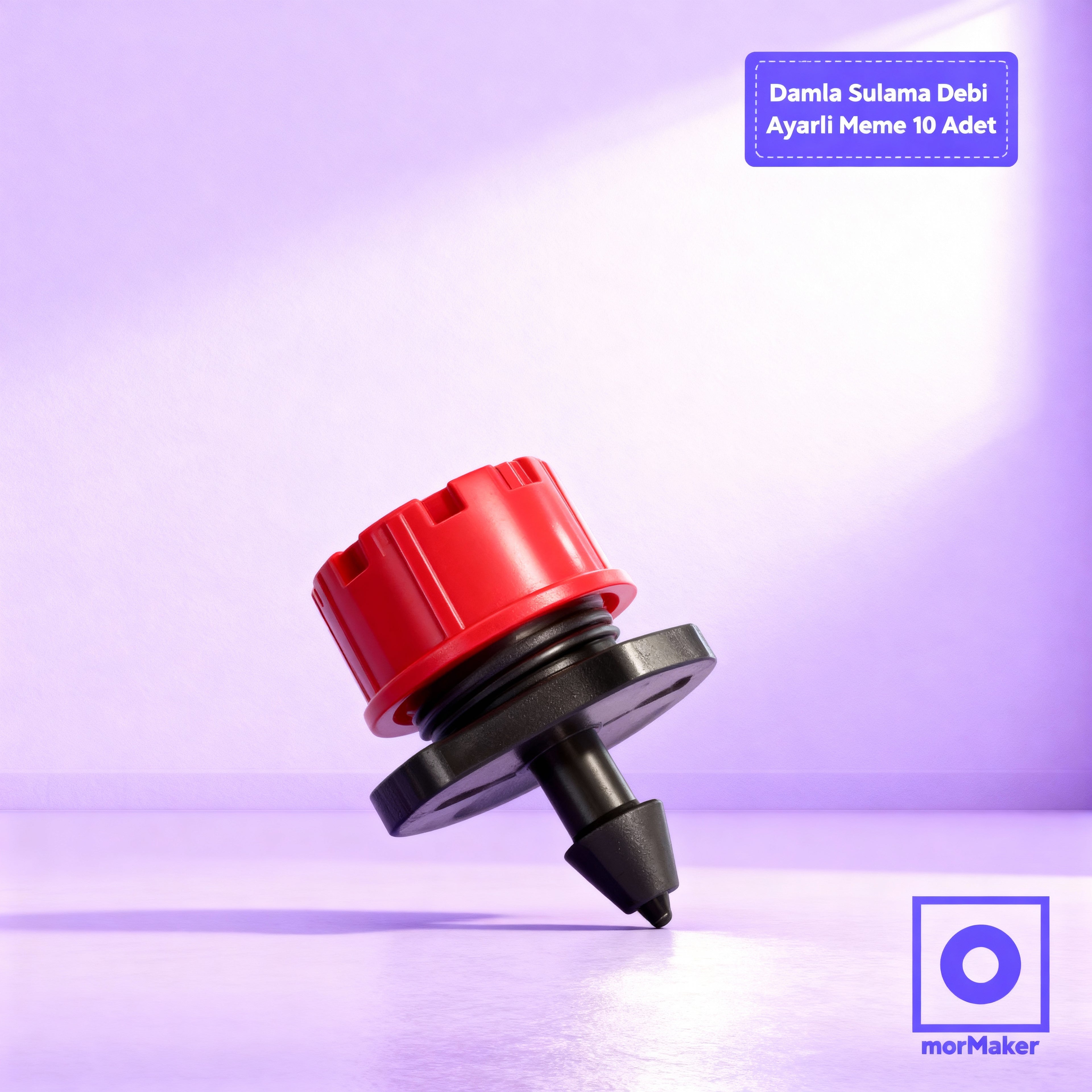 Damlama Sulama Kırmızı Damlatıcı Debi Ayarlı Meme 10 Adet