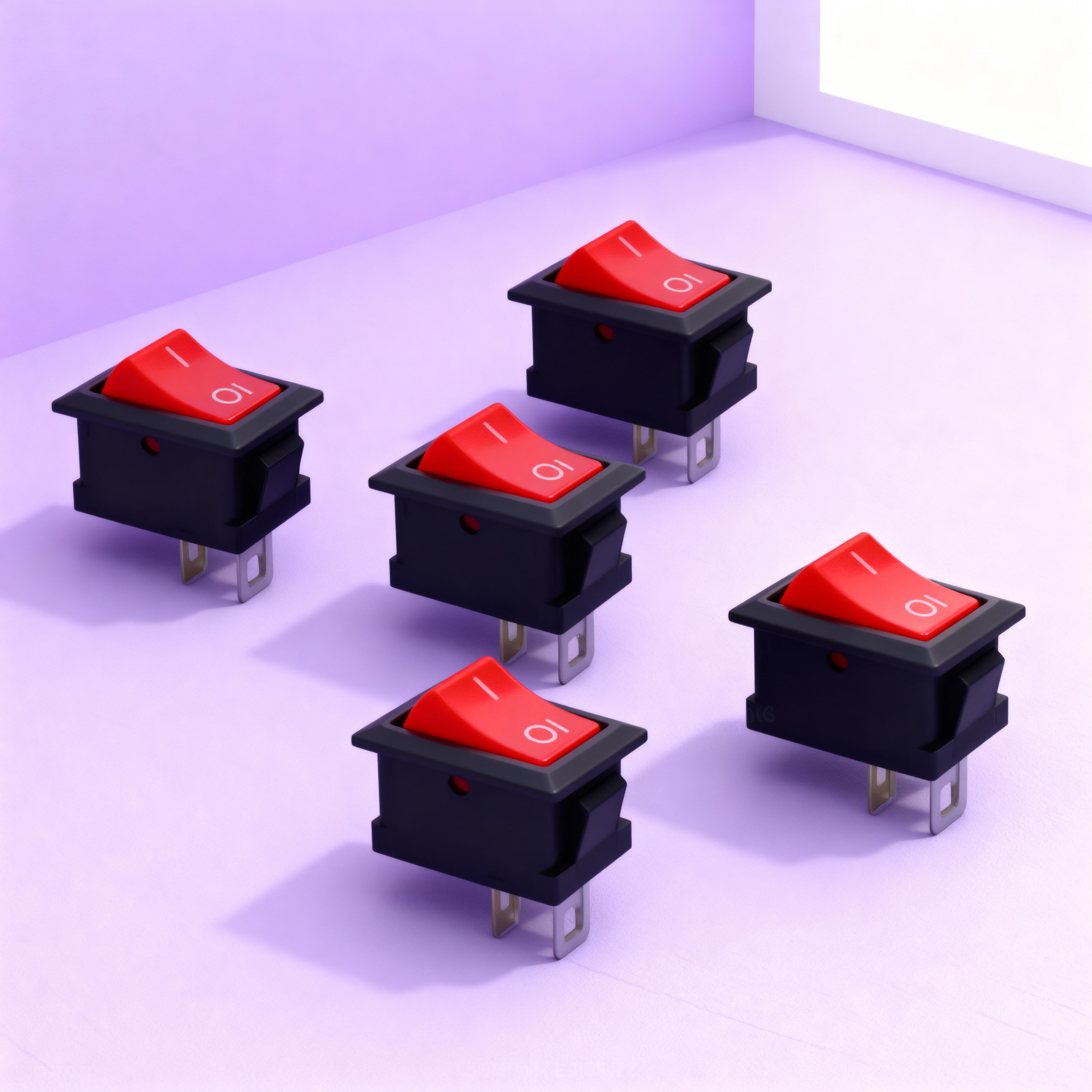 Klasik Anahtar 5'li Kırmızı On Off Switch